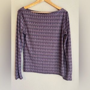 Free People Multicolor Long Sleeved Boatneck Top